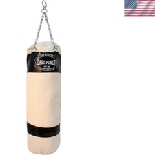 48" Heavy Duty Black Canvas Punching Bag with Chains for Boxing Practice