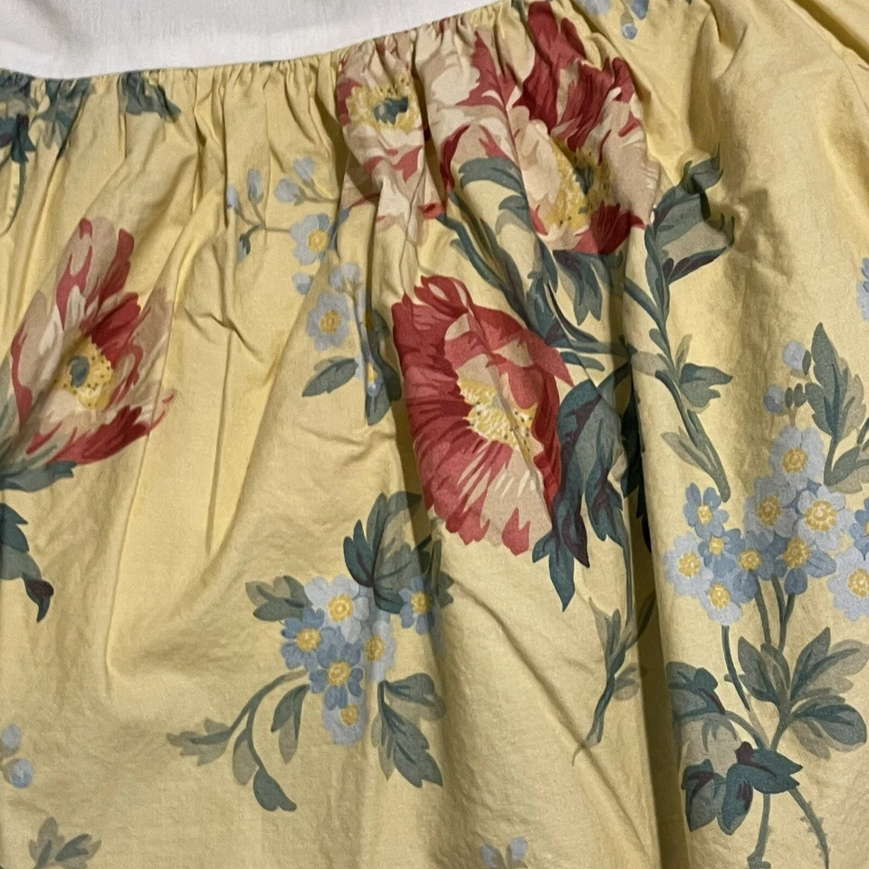 Falda de cama vintage Ralph Lauren Parroquia Polvo Volantes Amarillo Floral Cama tamaño queen Foto 2 de 4