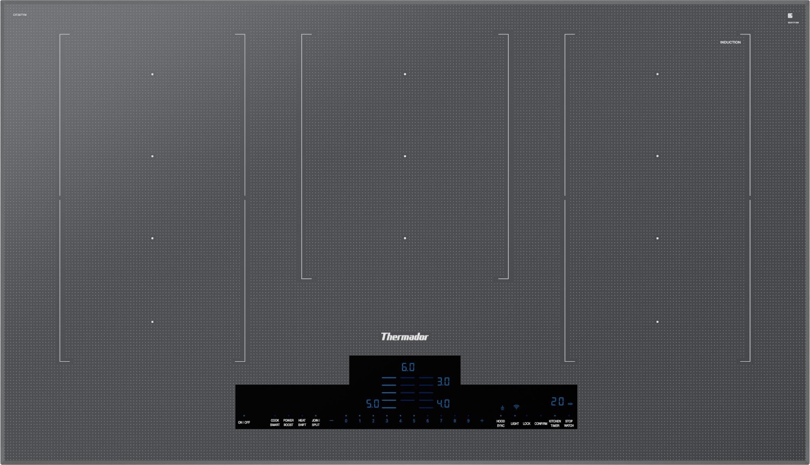 Thermador 36" Liberty Mirror Glass Look Induction Cooktop CIT367YM