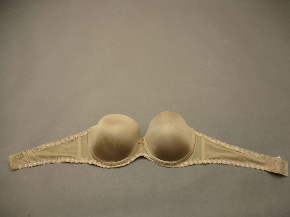 Sujetador sin tirantes 36B btempt'd para mujer beige forrado con aros cierre trasero 8K Foto 3 de 4