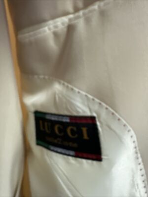 LUCCI Men's Beige 2-Button Classic-Fit Poplin Polyester Suit - NEW #4148