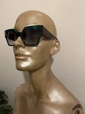 Anne & Velentin Rare Green Purple Sunglasses Unisex Elegant Futuristic