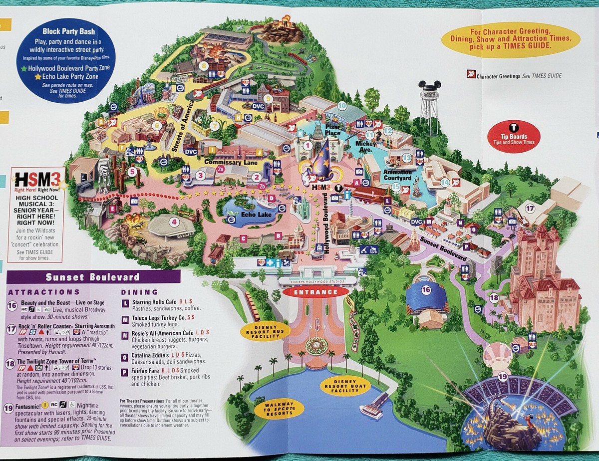 2010 Disney's Hollywood Studios Fold Out Map Guide American Idol  Experience