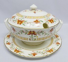 Royal Worcester CHAMBERLAIN ORANGE Zupa Tureen z podkładką / talerzem do krojenia