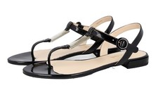 PRADA Lackleder Sandalen Slingback Zehentrenner 1Y602I Schwarz NEU -  38,5 39