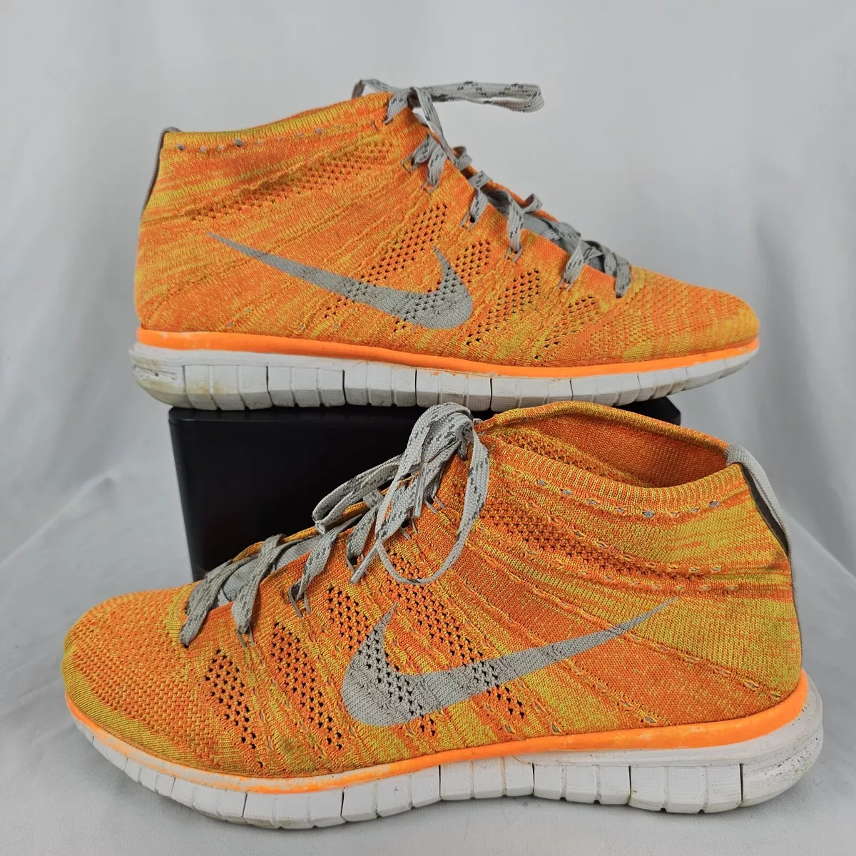 Nike 639700 800 Free Flyknit Chukka Total Orange Volt Mens