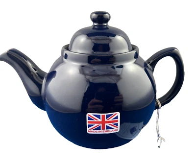 ADDERLEY CERAMICS GENUINECOBALT BETTY, Red Clay, Rockingham Glaze, 4 Cup Tea Pot, MADE IN ENGLAND
