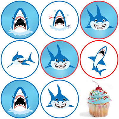 Hai-Fisch eßbar Muffin Tortenaufleger Party Deko Geburtstag Cupcake Shark Meer