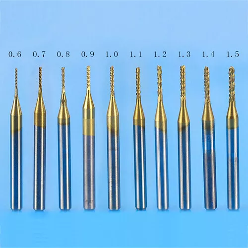 10pcs 3.175mm Titanium Coated PCB Carbide Milling Cutter CNC Router Bit 1.0mm - Picture 2 of 4