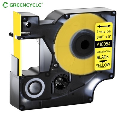 Compatible for DYMO Rhino 18054 9mm Heat-Shrink Tube Black on Yellow IND Tape