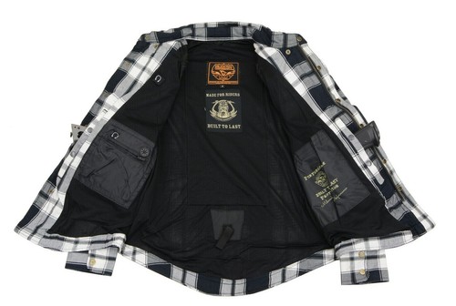 CAMICIA BIKER UOMO IN PELLE MILWAUKEE A QUADRI IN FLANELLA CON ARMATURA OMOLOGATA CE - Foto 43 di 126
