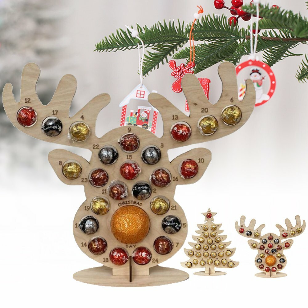 Christmas Wooden Advent Calendar Chocolate Holder Christmas ELK Countdown  ZC | eBay