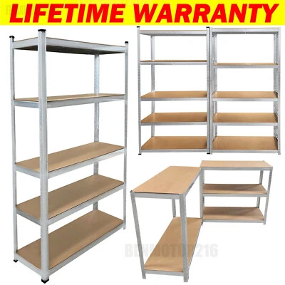 5 Tier Shelf Garage Shelves Racking Metal Shelving Workbench Retail Heavy Duty
