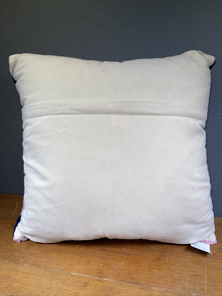 Hand Hooked Pillow-Beach Theme Blue Whales 100% Wool 16 x 16 in Zipper - Изображение 4 из 4