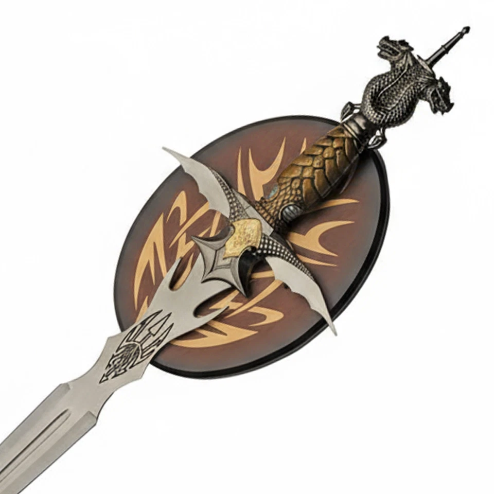 Espada Garra de Dragón 33 Pulgadas Hoja de Acero Inoxidable y Placa de Madera con Símbolo Foto 3 de 4