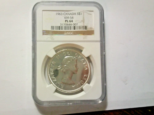 1963 Canadian Silver Dollar  MS-64 PROOF LIKE NGC