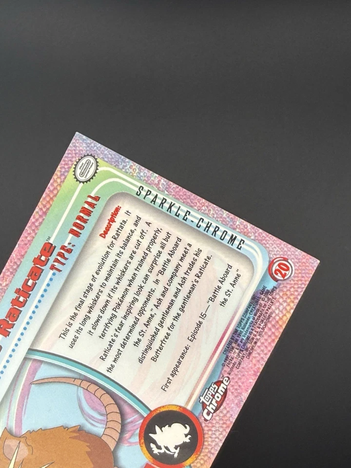 Raticate #20 Topps SPARKLE Chrome 2000 TV Animation Pokémon - Image 4 of 4