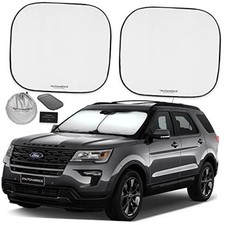 Windshield Sun Shade 2-Piece Foldable Car STANDARD MEDIUM STANDARD SILVER