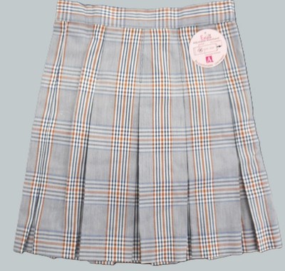Girls A+ Blue & Orange Plaid Box Pleat Uniform Skirt Reg/1/2/Jr. Sizes 8 - 40 Jr