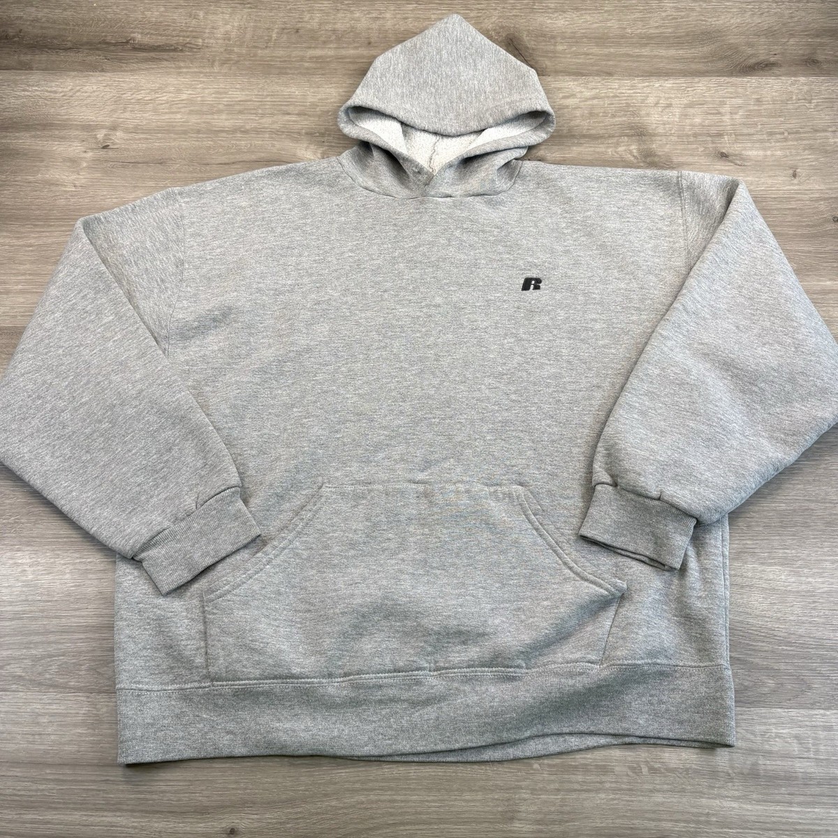 Russell Athletic Pro Cotton Hoodie Sweatshirt Grey Size Large