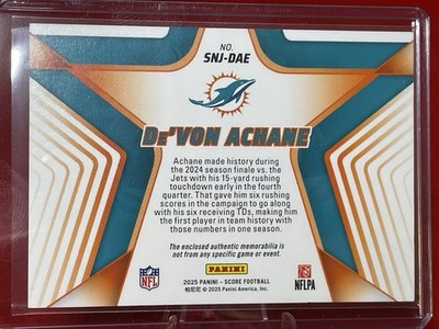 2025 Panini Score #SNJ-DAE - De'Von Achane Stars Of The NFL Jersey