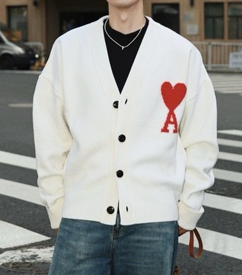 Ami Paris Logo cotton and wool cardigan Size M (White) | eBay