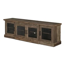 Einez Transitional Wood 6-Shelf TV Stand in Reclaimed Oak