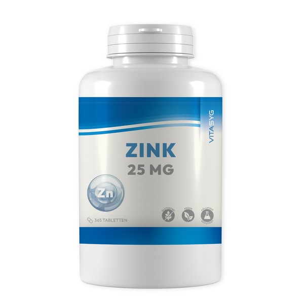 Zink Tabletten 25Mg - 365 Tabletten Zink Gluconat Immunsystem Haut Haare-image
