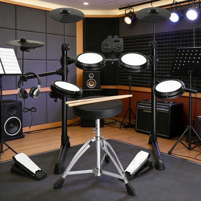 Elektronisches Schlagzeug mit leisen Mesh-Pads E-Drum-Set mit MIDI Drumsticks
