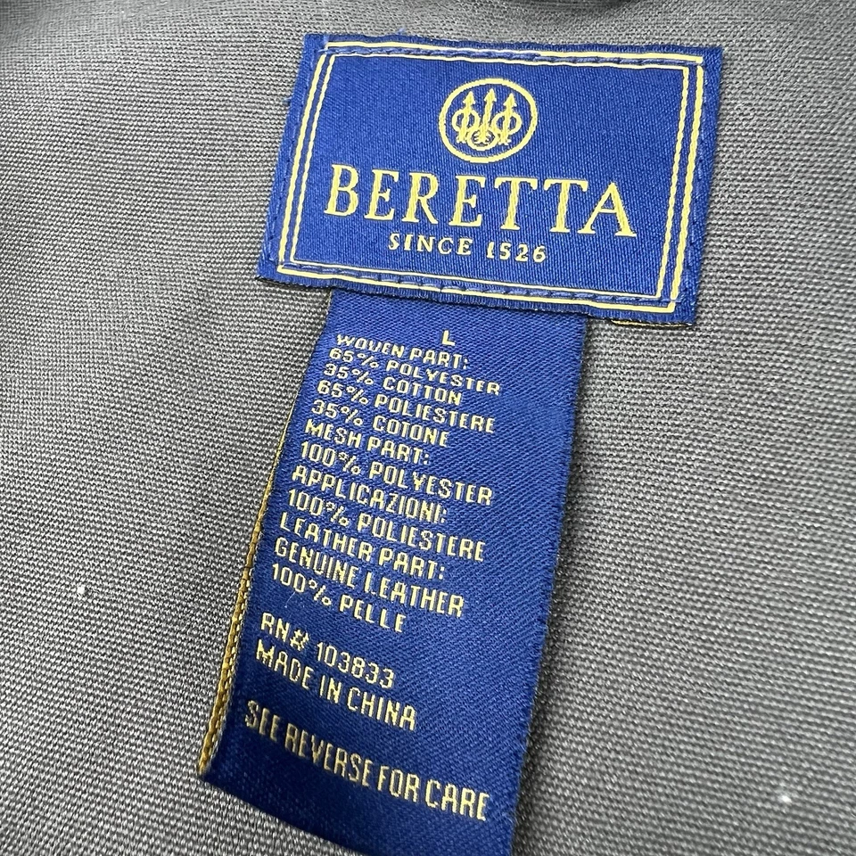 Beretta Shooting Vest Mens Large Mesh Leather Brown Clays Shell Pocket Fish - Image 3 of 4