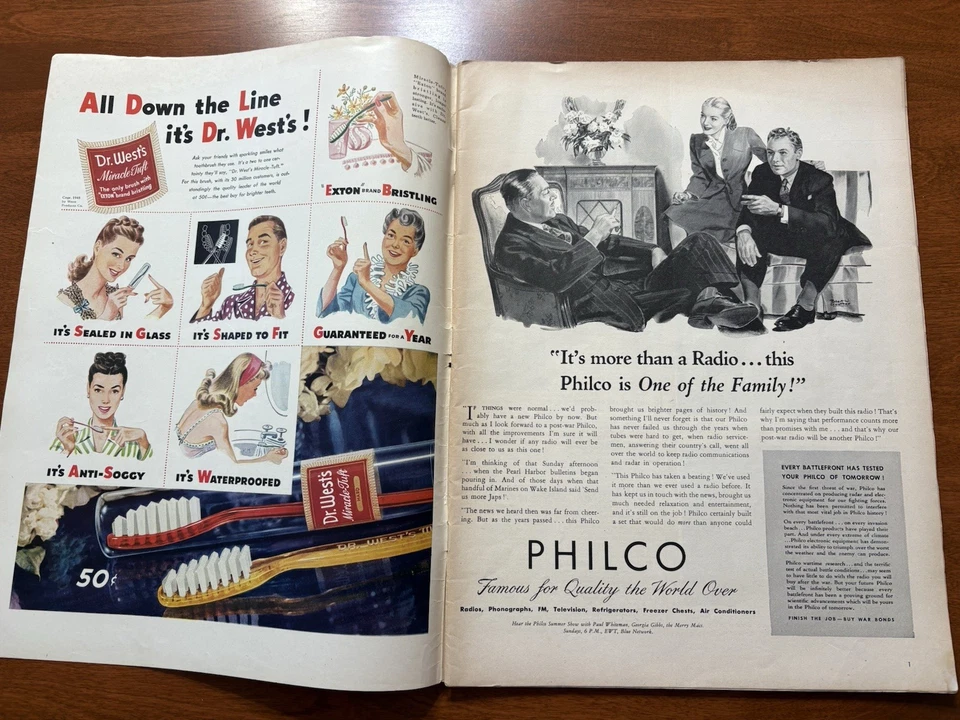 LIFE MAGAZINE JULY 9, 1945 Fashion, WWII, advertisements, Movies, Style, VG+ - Image 2 of 4