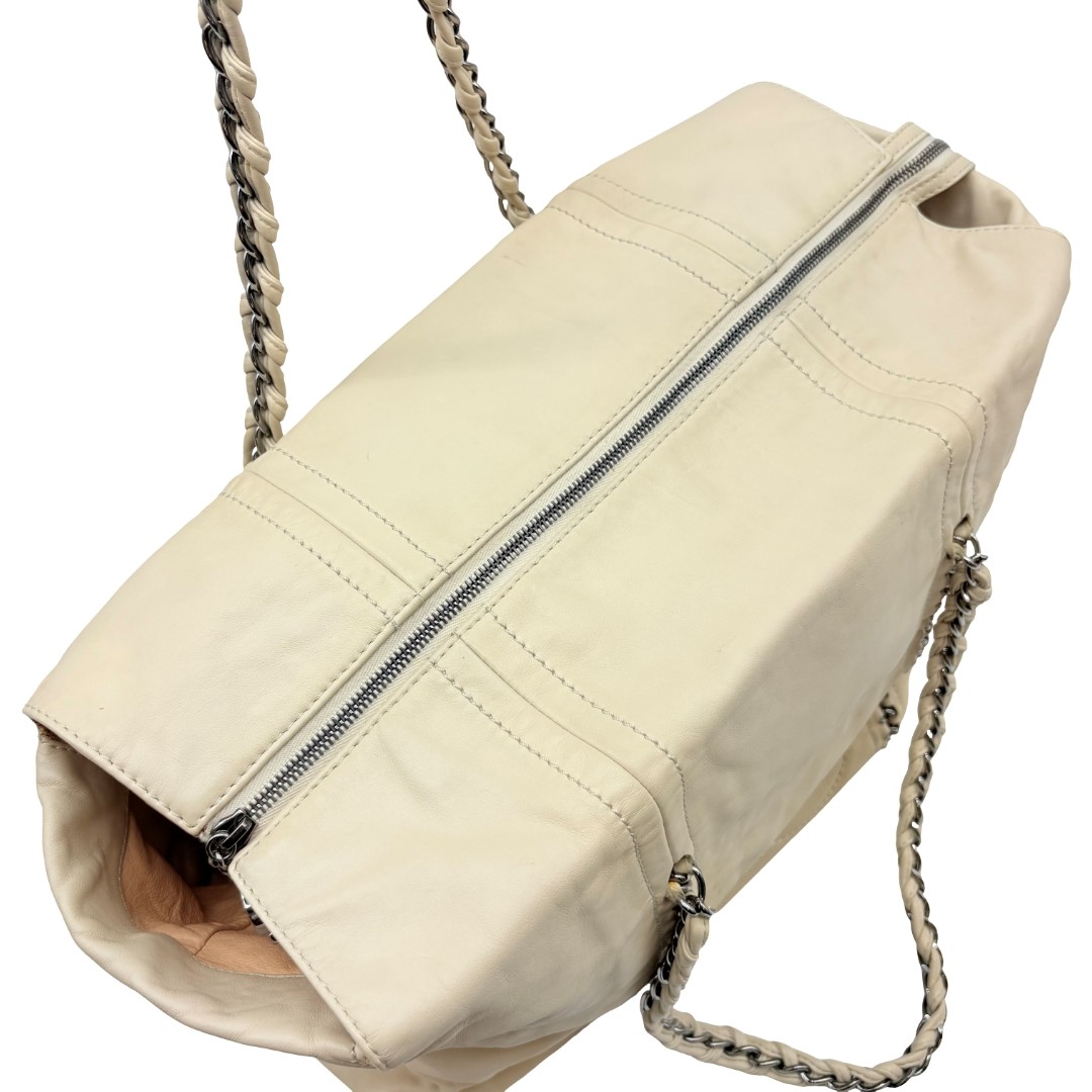 Authentic CHANEL CC Lamb Skin Chain Tote Bag Off White Leather #36637208 thumbnail 5