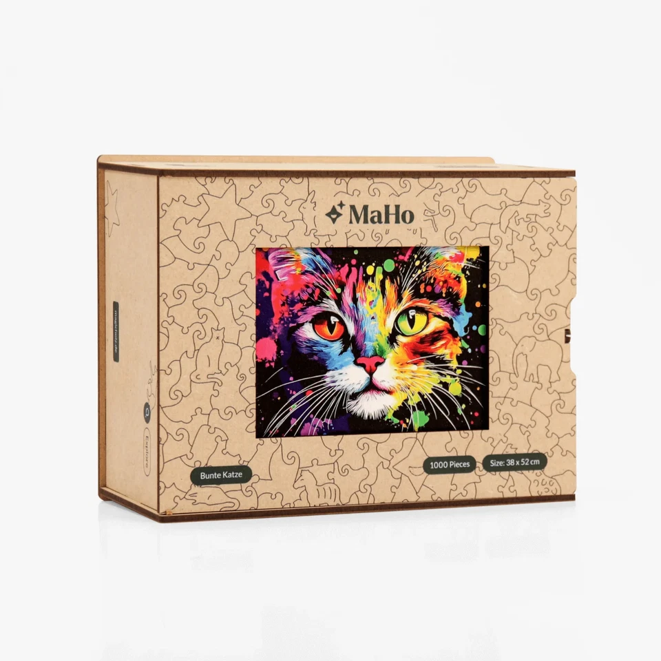 Bunte Katze | Holz Puzzle - MagicHolz | 1000 Teile - Bild 4 von 4