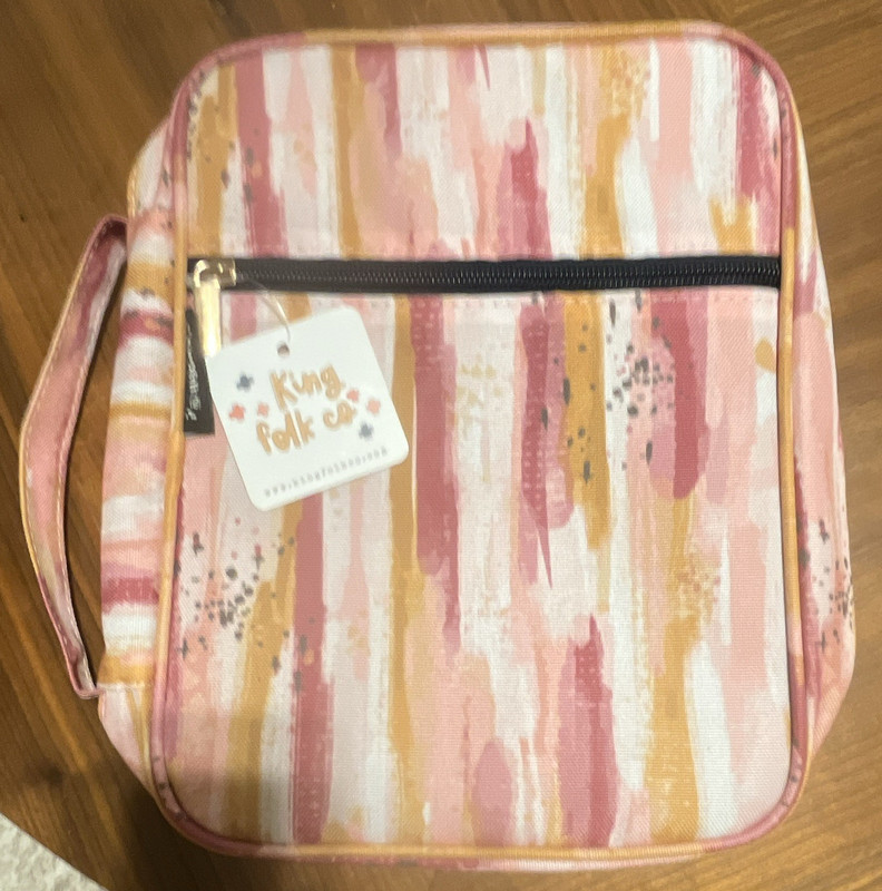 Kung Folk Co Multicolor Striped Book Cover, Zip Lid w/ Handle, 10x7.5x2.5