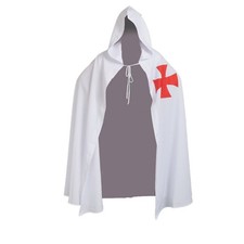 BLESSUME Medieval Templar Knight Cloak White Cosplay Cape Halloween Costume R...