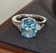 Sterling Silver 925 Blue Topaz Ring Signed Size 6