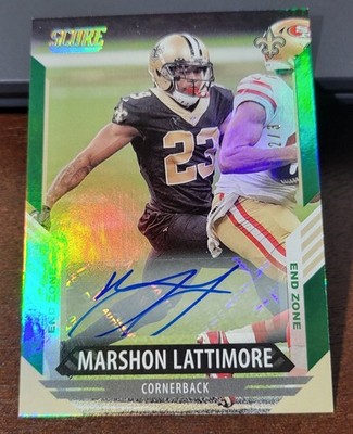 2021 Marshon Lattimore Score Panini Autograph Auto 2/3 End Zone Saints #212