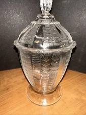 Antique Bryce Brothers Coral AKA Fishscale 1889 Covered Candy Dish EAPG