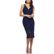 Xscape Womens Lace Midi Dress, Blue, 10