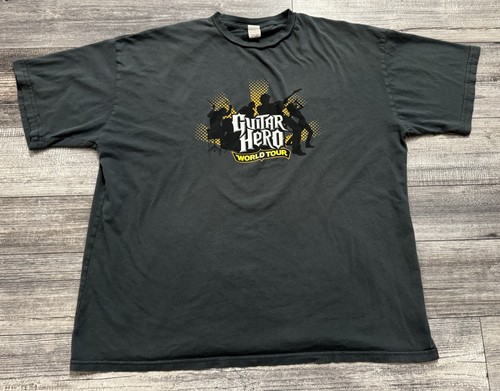 Y2K Guitar Hero World Tour Video Game Promo Shirt Adult 2XL 2008 Gray Tee