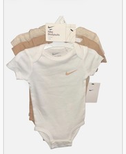 Nike Baby Infant 3 Pack Bodysuit 9 Month Pale Ivory Heather White Tan NWT
