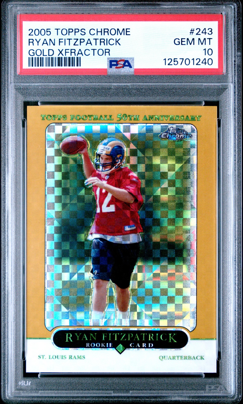 2005 Topps Chrome #243 Ryan Fitzpatrick Gold Xfractors #/399 PSA 10 GEM MT