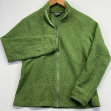 Ibex Merino Boiled Wool Jacket Women Small Full Zip Sweater Jacket Unlined Gree