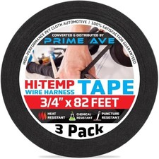 3 Tesa 51036 PET Cloth High Heat Electrical Tape for Wire Harness, Black