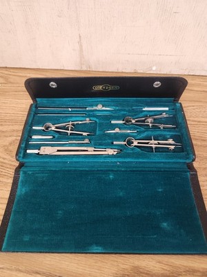 11 Piece Vintage Dietzgen Co Construction Drafting Tool Set Germany