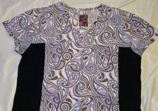 Devine Scrubs By JDM Womans Scrub Top Shades Of Purple Swirls