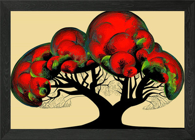 Red Tree Framed Wall Art Poster Canvas Print Picture