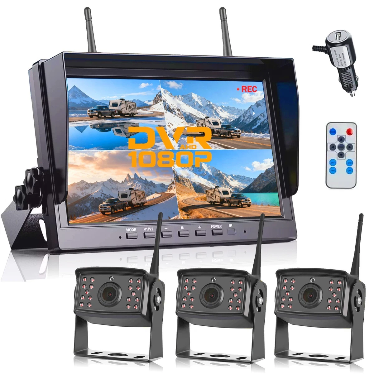 Kit Telecamera Retromarcia Wireless 5 Pollici 1080P HD Con Visione Notturna IP69 | Perfetto Per Camper E Camion
