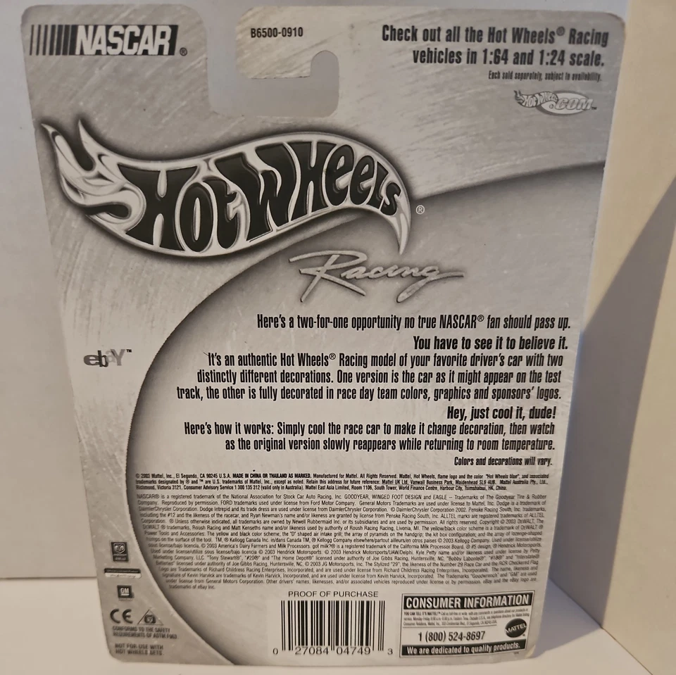 1/64 Nascar Diecast, Kevin Harvick #29, Goodwrench, Color Change Car, Hot Wheels - Image 3 of 3