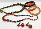 Vintage Bakelite Jewelry LOT  TESTED Bracelets Earrings Necklaces